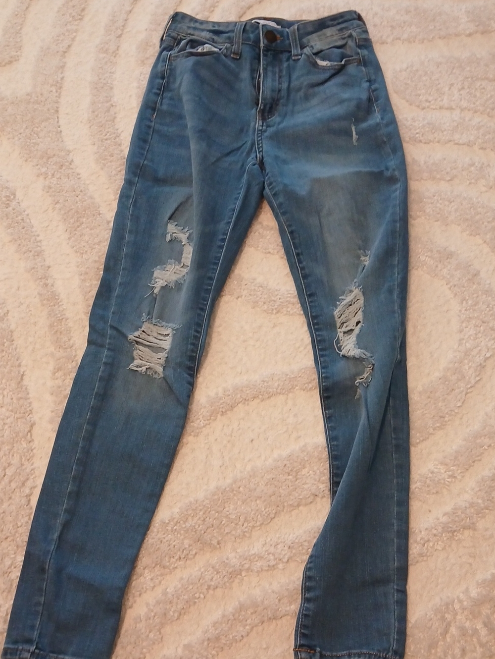 SO Women's Distressed Skinny Jeans in Blue